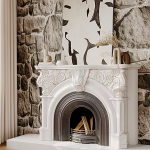 French Fireplace Combination Fireplace Decorative Painting Ornaments 3d model