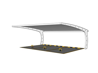 Modern Carport Canopy Design With Parking Space Yellow Stoppers And Stripes 3d model
