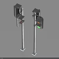 Two Traffic Lights On Poles One Showing Red Light And The Other Green Light