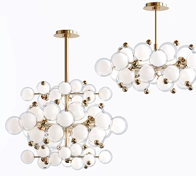 Modern Hanging Chandeliers With Glass Balls And Gold Metal Frame 3d model