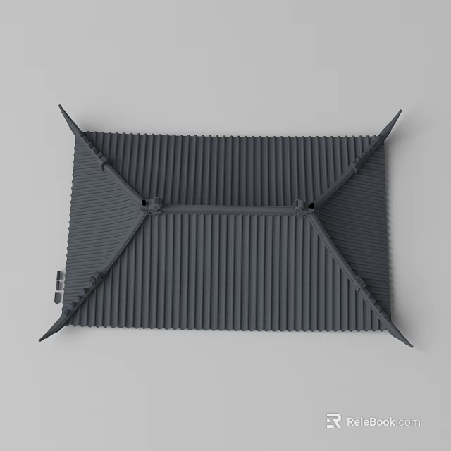 Traditional Ancient Architecture Roof With Curved Eaves And Tiled Classic Design Elements 3d model 