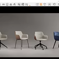 Stylish Modern Dining Chairs With Fabric Upholstery Armrests Wheels And Metal Wooden Legs