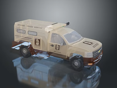 Police Mobile Unit Truck With Side Logos Roof Equipment And Official Insignia 3d model