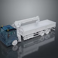 Blue Cab Toy Truck Model With Crane And White Cargo Bed For Household Play