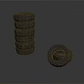 Stacked Car Tires and Single Tire Display on White Background