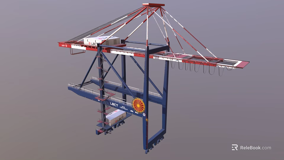 Industrial Equipment Heavy Duty Port Container Crane With Red Blue Structure For Container Loading Unloading 3d model 