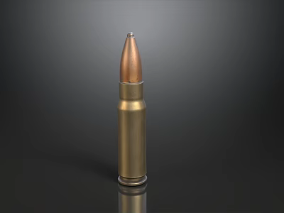 Shiny Golden Copper Bullet With Metal Finish On Black Background Close Up 3d model