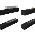 Modern Linear Fireplace Designs With Black Base Glass Front And Realistic Flame Effects 3d model