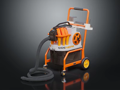 VACMASTER Wheeled Industrial Vacuum Cleaner With Long Hose And Orange White Design 3d model