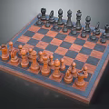 Wooden Chessboard With Checkered Pattern And Neatly Arranged Black White Chess Pieces