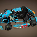 Stylish Blue Racing Kart Featuring Colorful Graffiti Black Seat And Wheels
