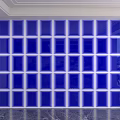 Modern Illuminated Background Wall With Blue Grid Pattern And Square Panels