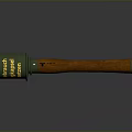 Green Military Grenade Featuring Yellow Text And Wooden Handle Design