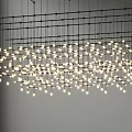Stylish Modern Chandelier With Grid Design And Numerous Small Hanging Bulbs