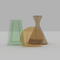 Modern Geometric Transparent Decorative Ornament Set With Green Yellow Brown Shapes