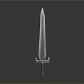 Silver Decorative Hilt Sword With Detailed Blade On Gray Gradient Background