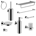 Sleek Chrome Bathroom Accessories Set With Towel Bar Soap Dispenser And Tumbler Holder