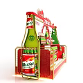 Commercial Display Equipment for Beverage Bottles with Red Green Design and Multi Tiered Shelves