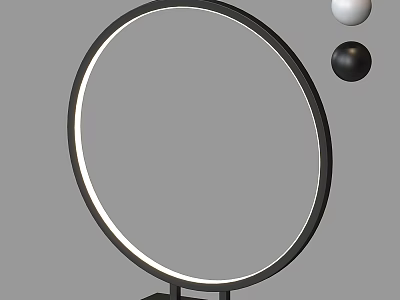 Modern Round Table Lamp With Illuminated Edge And White Black Spheres 3d model