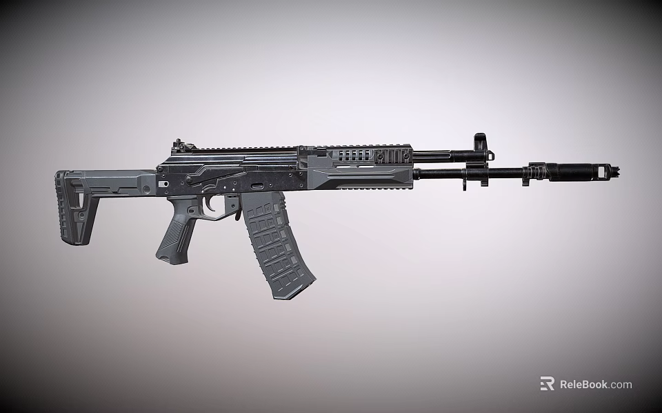 Modern Tactical Assault Rifle Weapon Design With Black Coating And Picatinny Rail 3d model 