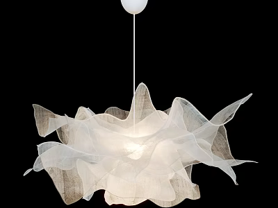 Modern White Tulle Chandelier with Flowing Ruffled Design and Soft Glowing Light in Elegant Style 3d model