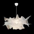 Modern White Tulle Chandelier with Flowing Ruffled Design and Soft Glowing Light in Elegant Style