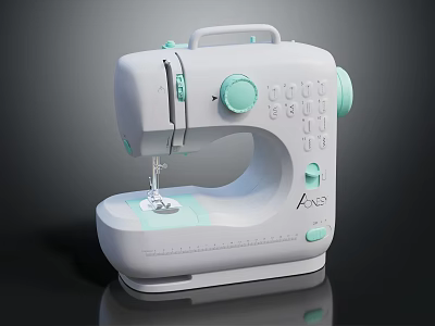 Ane Modern Sewing Machine With White Mint Green Design And Control Panel 3d model