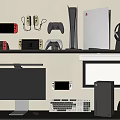 Gaming Computer Setup With Monitor Keyboard Mouse Controllers Headphones And Console