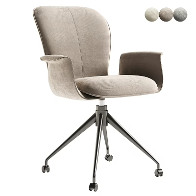 Modern Office Chair with Grey Fabric Padded Seat Armrests and Rolling Caster Base 3d model
