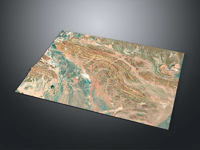 Stunning Aerial View Of Mountainous Terrain With Winding Rivers And Colorful Landforms 3d model