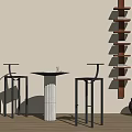 Modern Bar Chair Combination Bar Chair 3d model