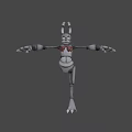 Unique Game and Movie Character 3D Model with Slender Limbs Antenna Head and Red Details