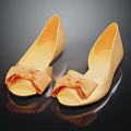 Yellow Peep Toe Flat Shoes With Bow Detail In Stylish Fashion Design
