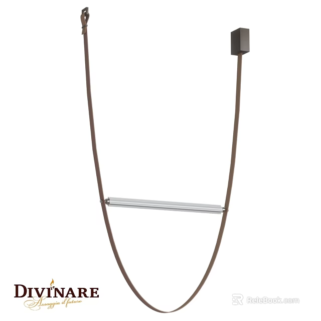 Modern Linear Pendant Light With Brown Cords And Metal Bar Design 3d model 