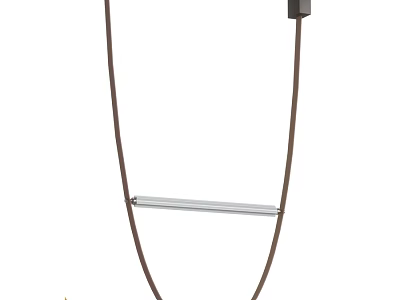 Modern Linear Pendant Light With Brown Cords And Metal Bar Design 3d model
