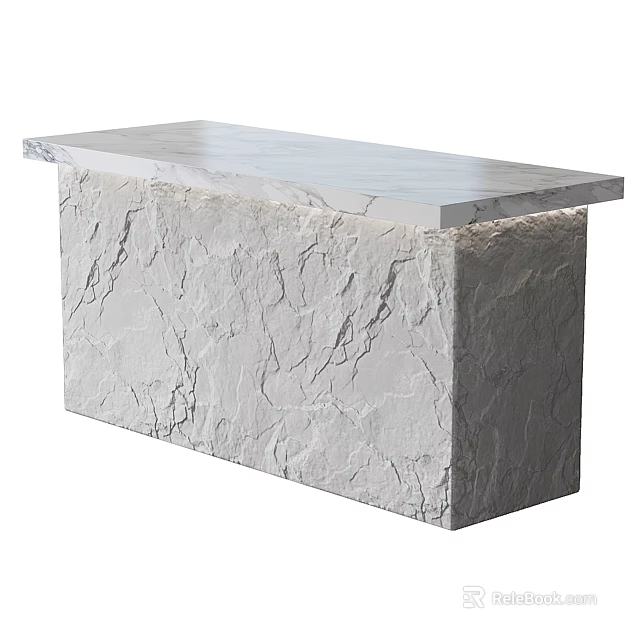 Modern Marble Bar Counter With Textured Base And Smooth Top Surface Design 3d model