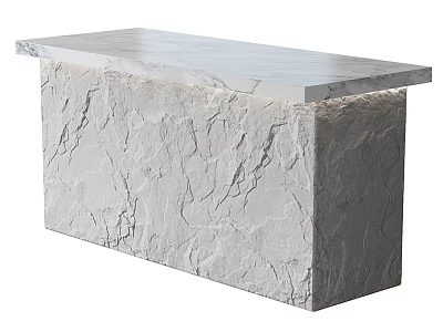 Modern Marble Bar Counter With Textured Base And Smooth Top Surface Design 3d model