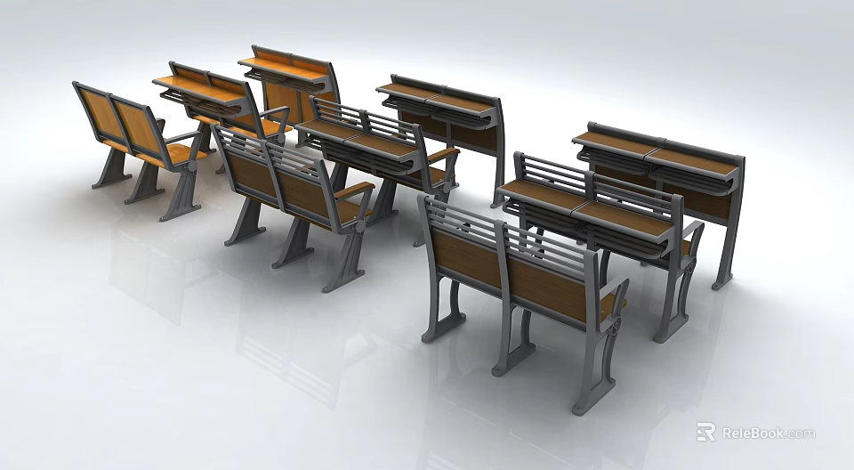 Modern Armchair With Wooden Armrests And Metal Frame For Living Room 3d model 