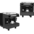 Two Modern Black Kitchen Espresso Coffee Machines With Cups On Top 3d model