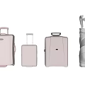 Light Gray Luggage Set With Different Sizes Suitcases And Golf Travel Bag