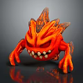 Fierce Red Fiery Creature Character With Sharp Teeth And Glowing Claws