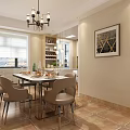 Modern Living and Dining Room Interior With Blue Sofa Chandelier Dining Table And Rug