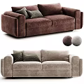 Modern Two Seater Sofa With Velvet Upholstery Accent Pillows And Two Color Options