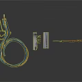 Three Pieces Of Electronic Appliances Wiring Harnesses In Different Colors On White Background