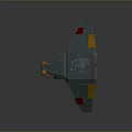 Sci Fi Spaceship Model With Twin Wing Design Green Gray And Orange Accents