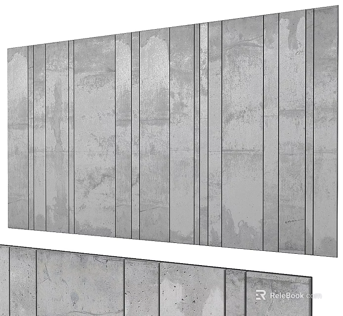 Gray Vertical Textured Wall Panels For Modern Interior Decorative Design Style 3d model