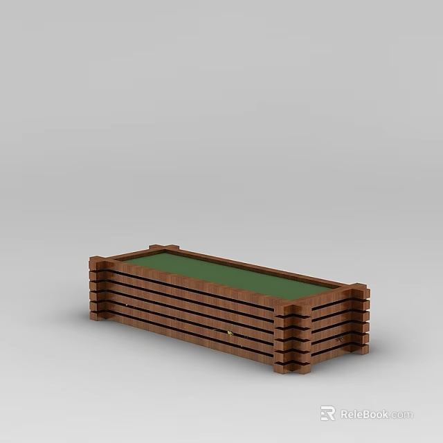 Tech Exhibition Hall Long Wooden Display Cabinet With Green Countertop And Modern Design 3d model 