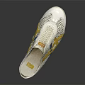White Mesh Slippers With Yellow Blue Stripes Casual Open Back Comfortable Daily Wear