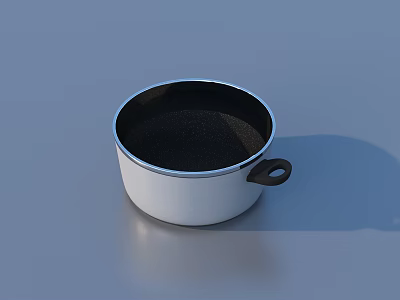 White Cooking Pot With Black Handle And Non Stick Inner Coating 3d model