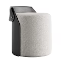 Modern Gray Fabric Stool With Black Backrest For Minimalist Home Decor